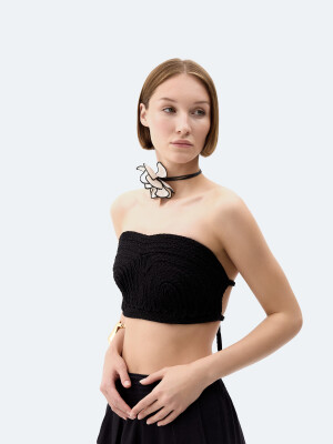 Black Linen Bustier