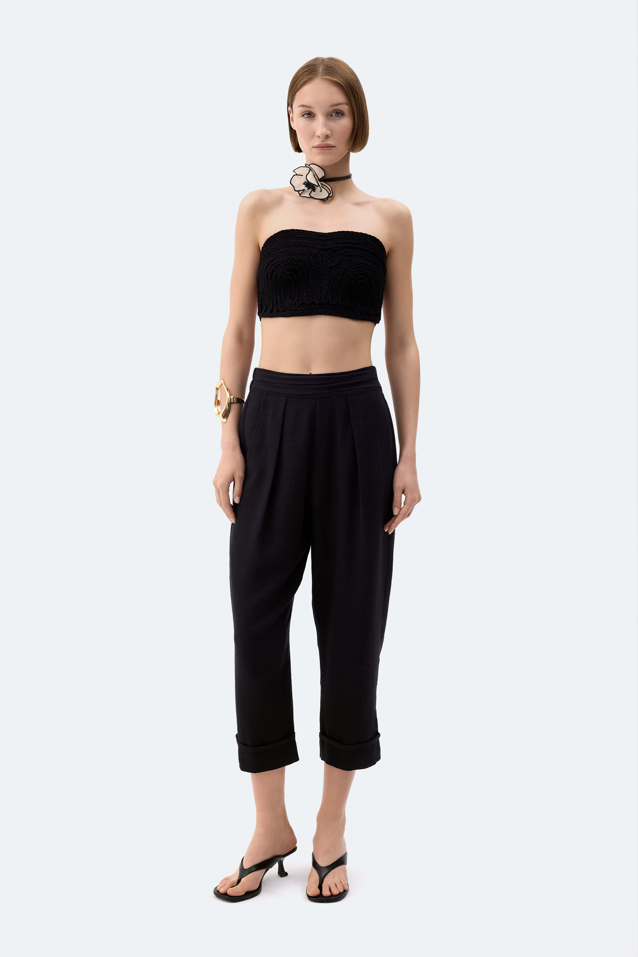 Black Linen Bustier