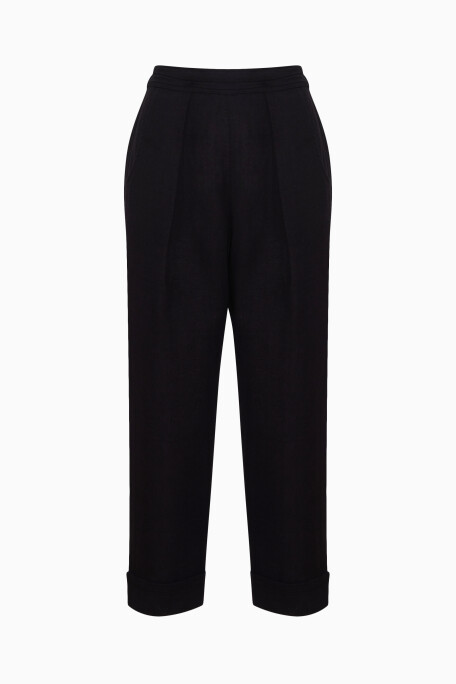 Black Linen Pleated Pants