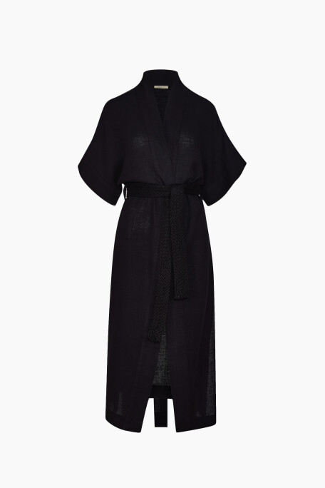 Black Linen Kimono