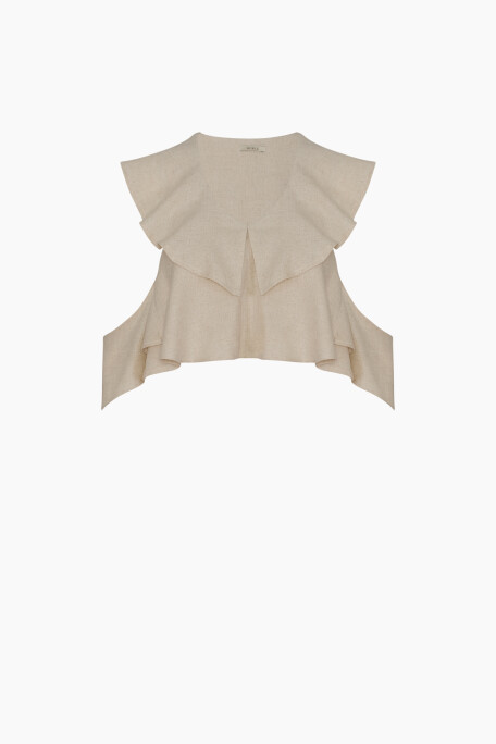 Natural Linen Ruffled Blouse