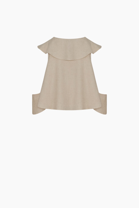 Natural Linen Ruffled Blouse