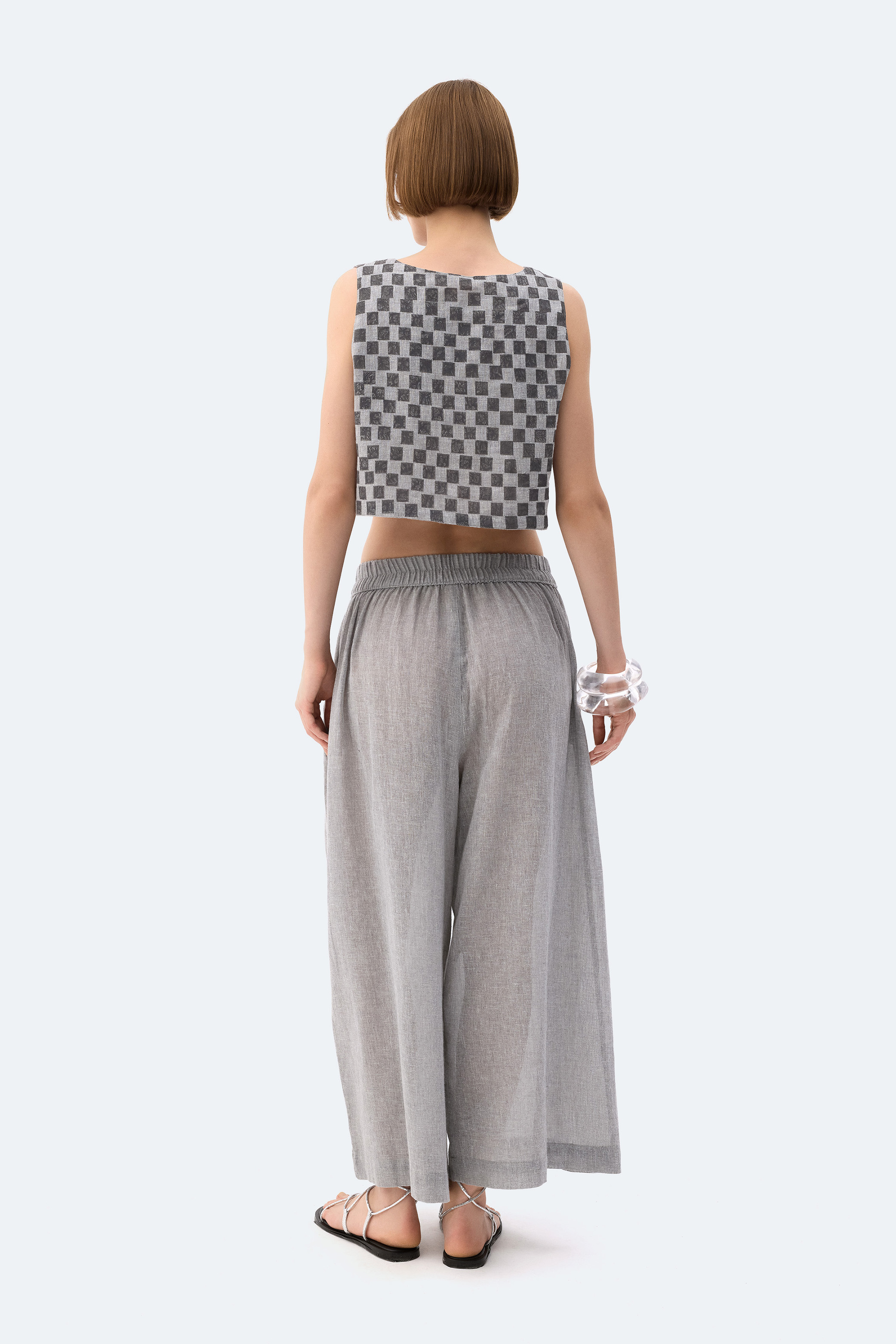 Checkered Crop Blouse