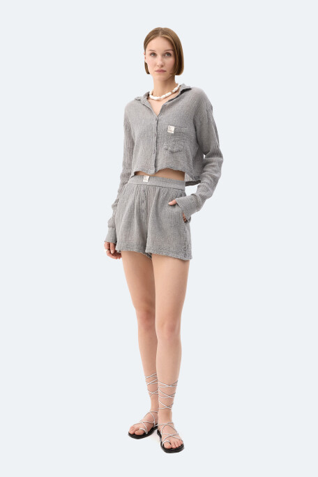 Grey Crinkle Shorts