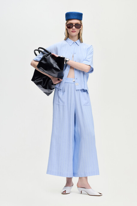 Linen Blend Striped Pants