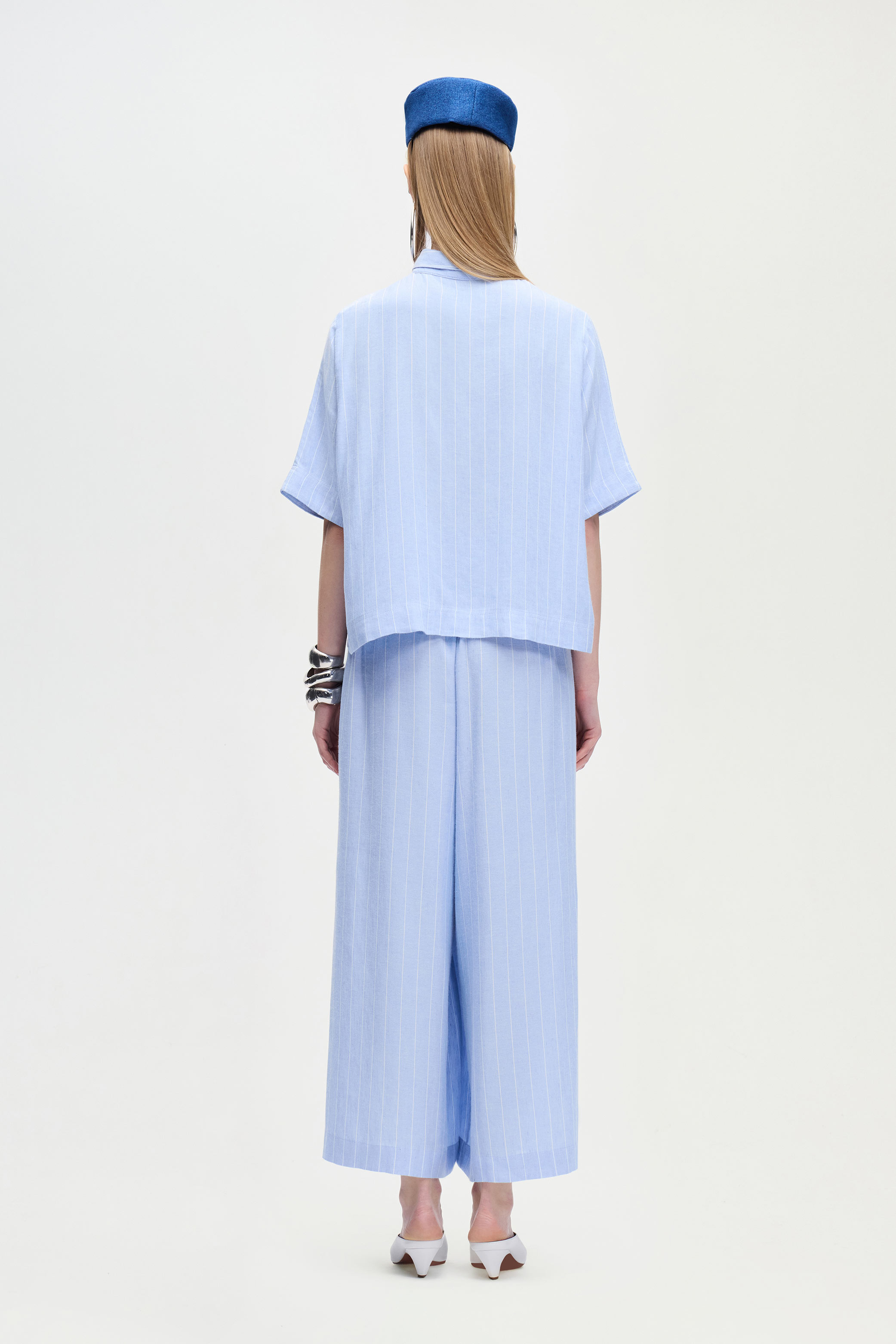 Linen Blend Striped Pants