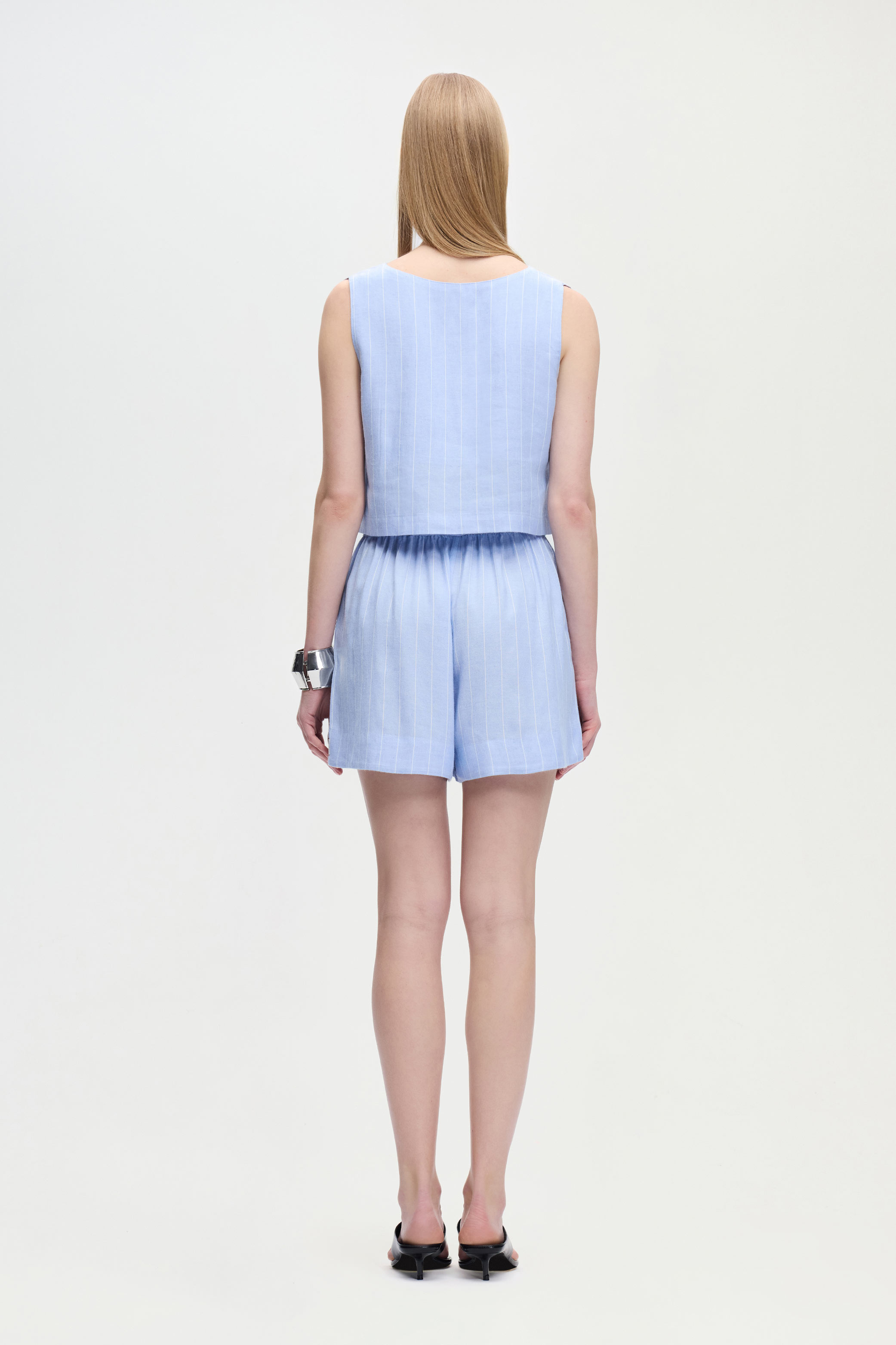 Linen Blend Striped Short