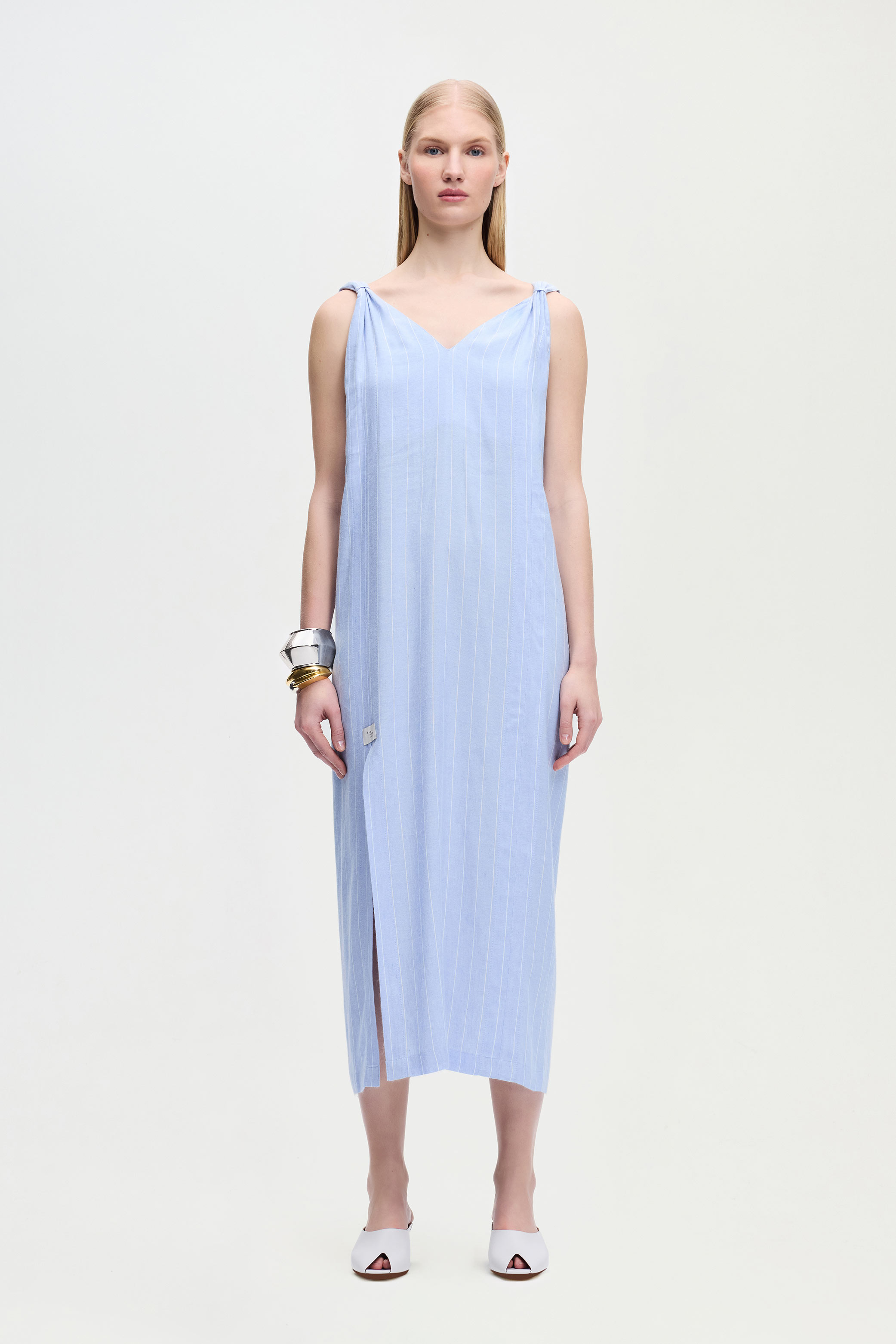 Linen Blend Striped Dress