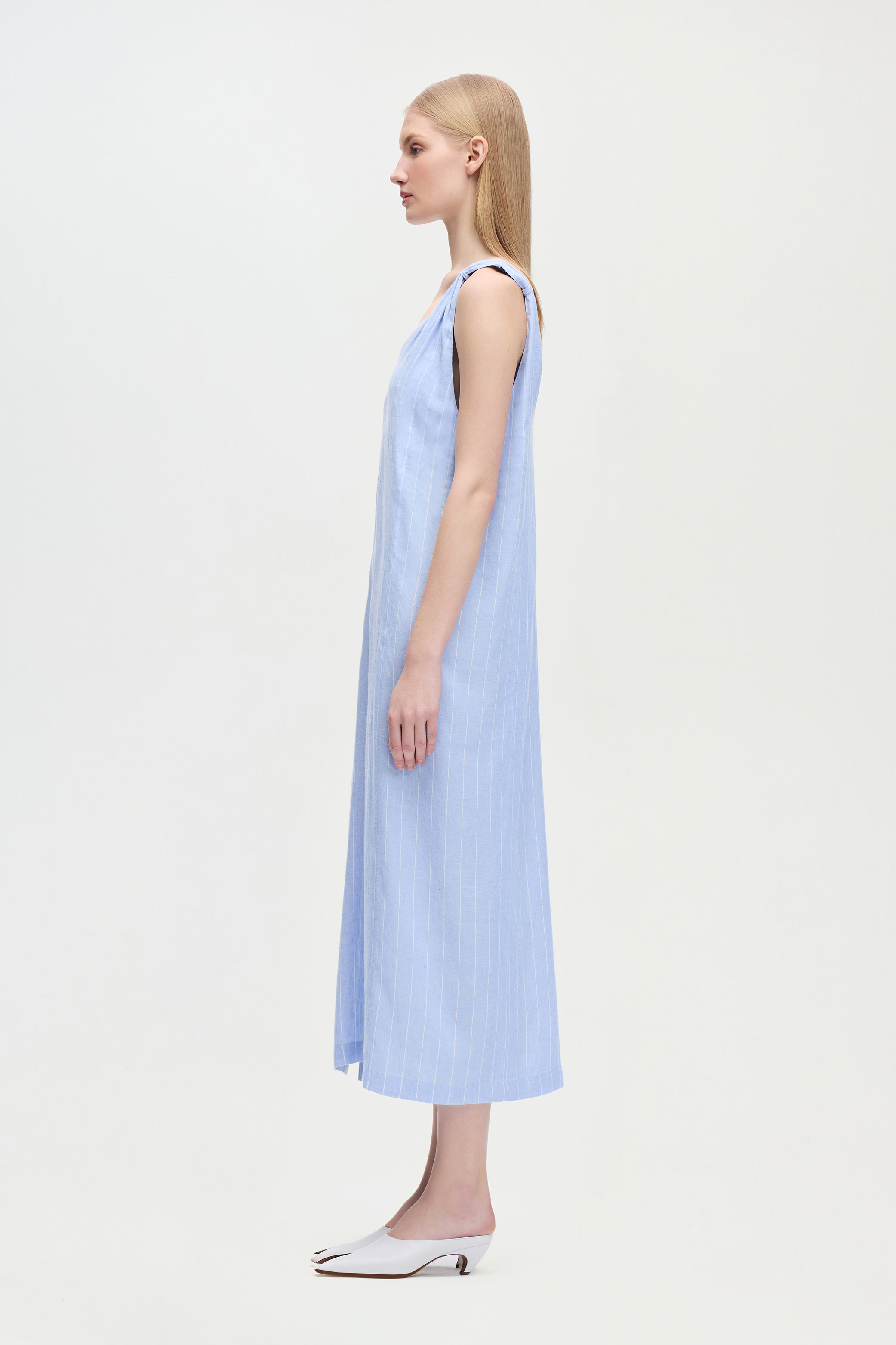 Linen Blend Striped Dress