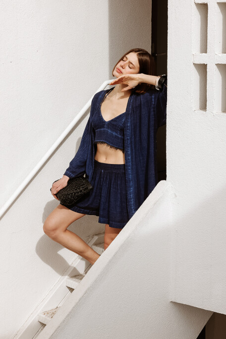 Linen Navy Shorts