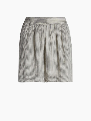 Crinkle Striped Linen Shorts