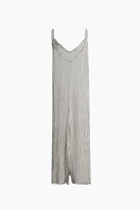 Crinkle Striped Linen Strappy Dress