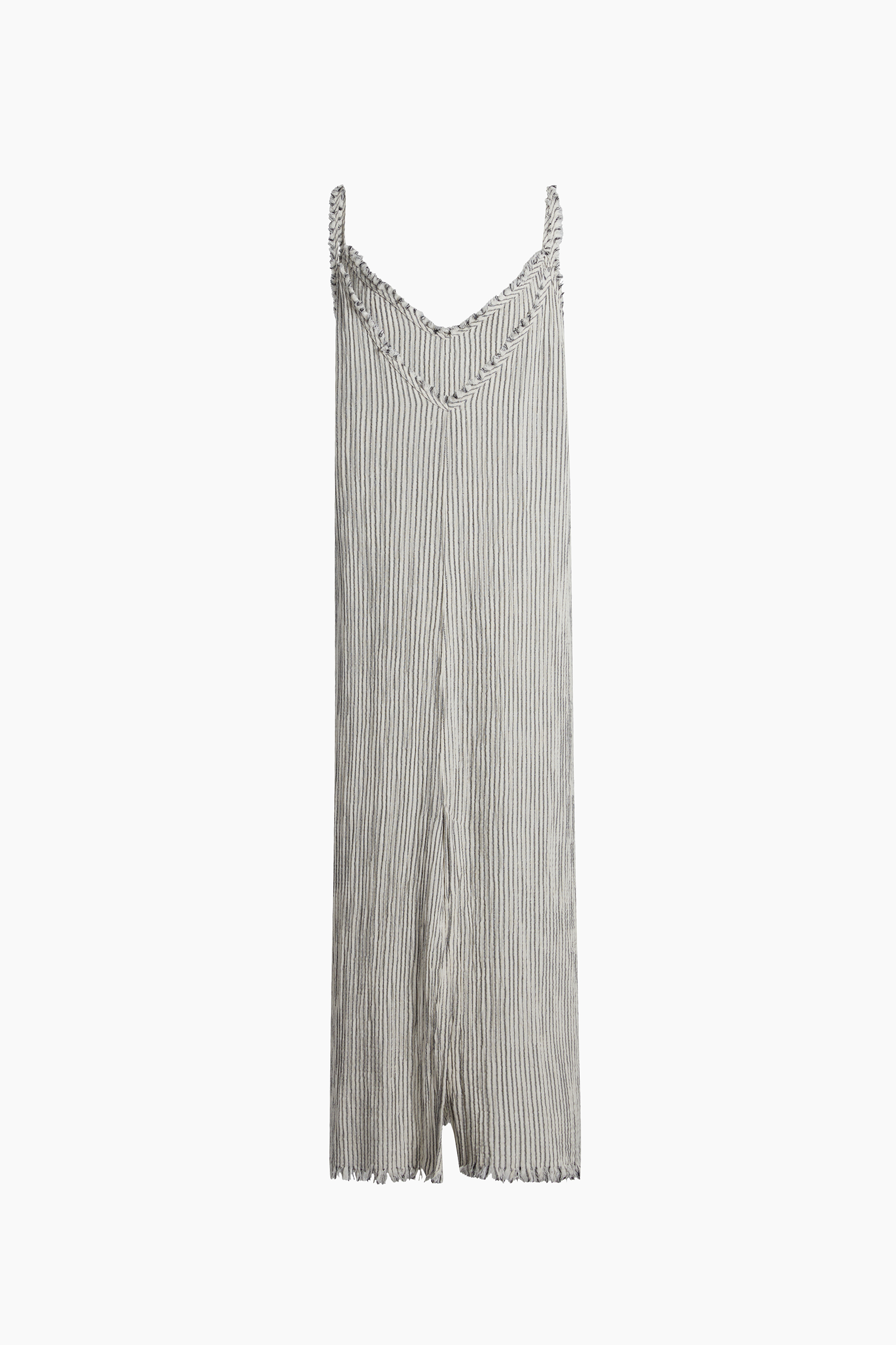 Crinkle Striped Linen Strappy Dress