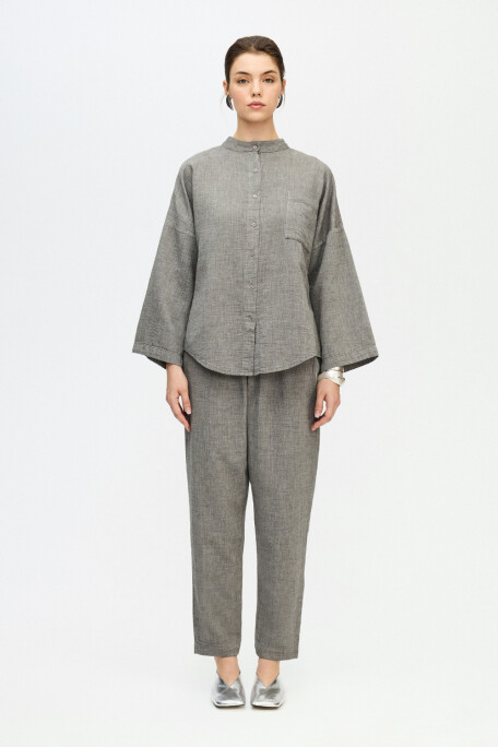 Grey Grandad Collar Shirt