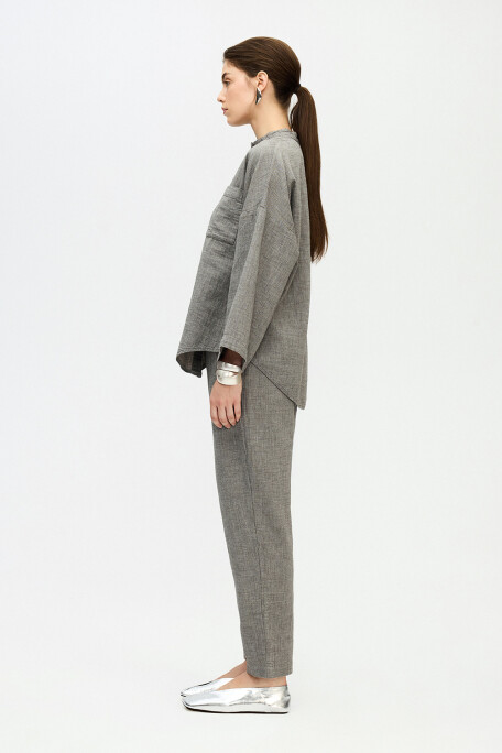 Grey Grandad Collar Shirt