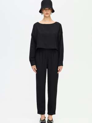 Black Crop Blouse