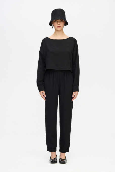 Black Crop Blouse