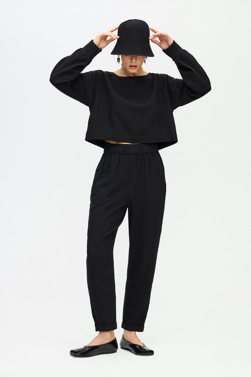 Black Crop Blouse
