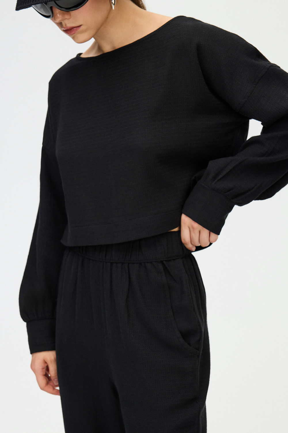 Black Crop Blouse