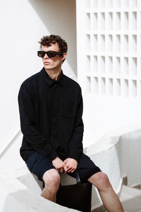 Men's Cotton Black Shirt