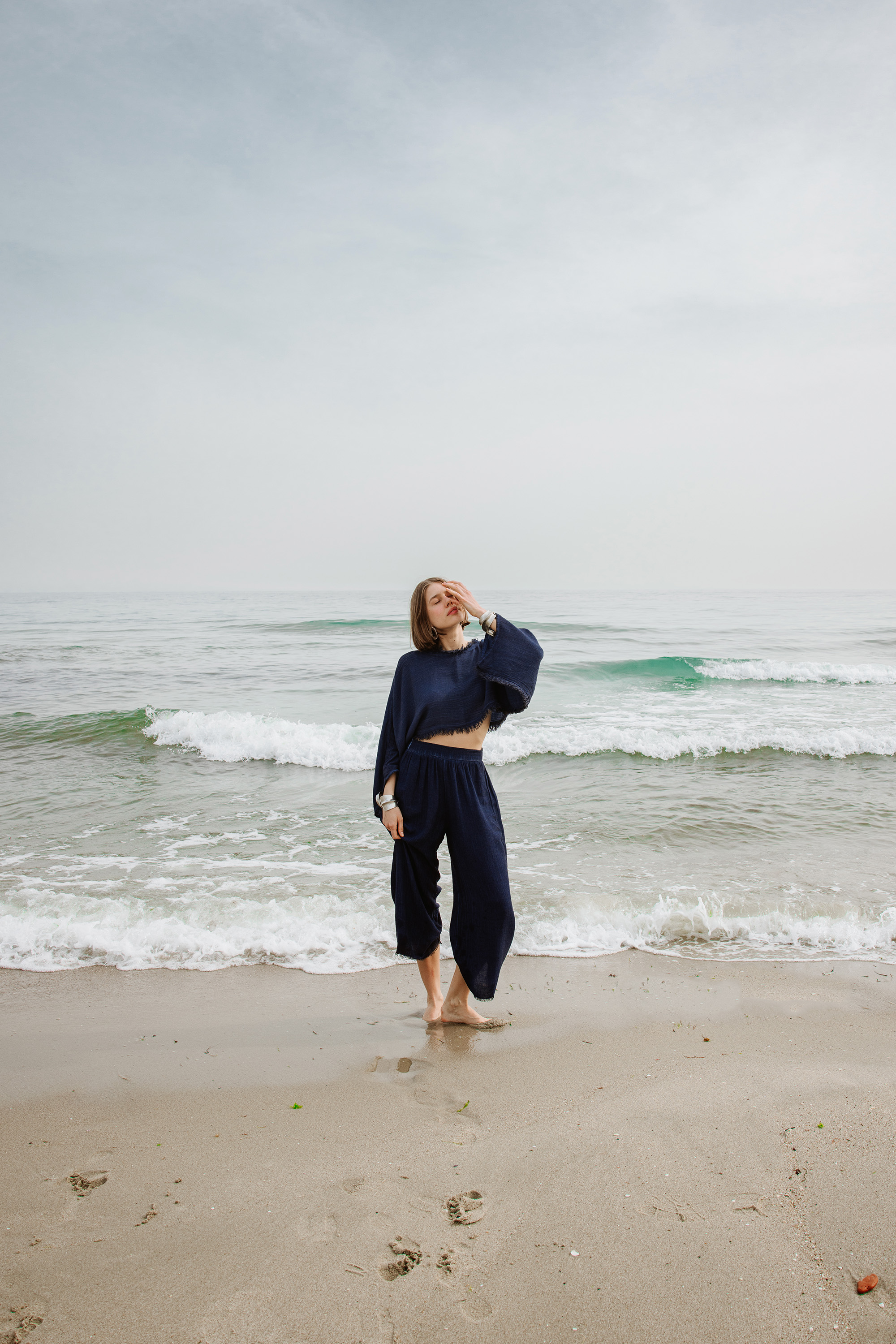 Linen Navy Blouse