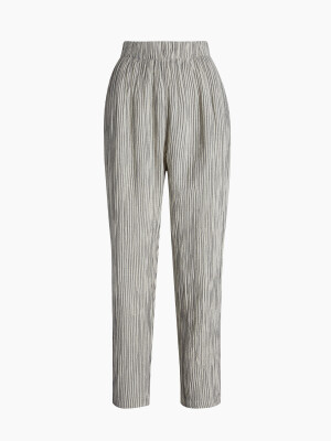 Crinkle Striped Linen Slouchy Pants