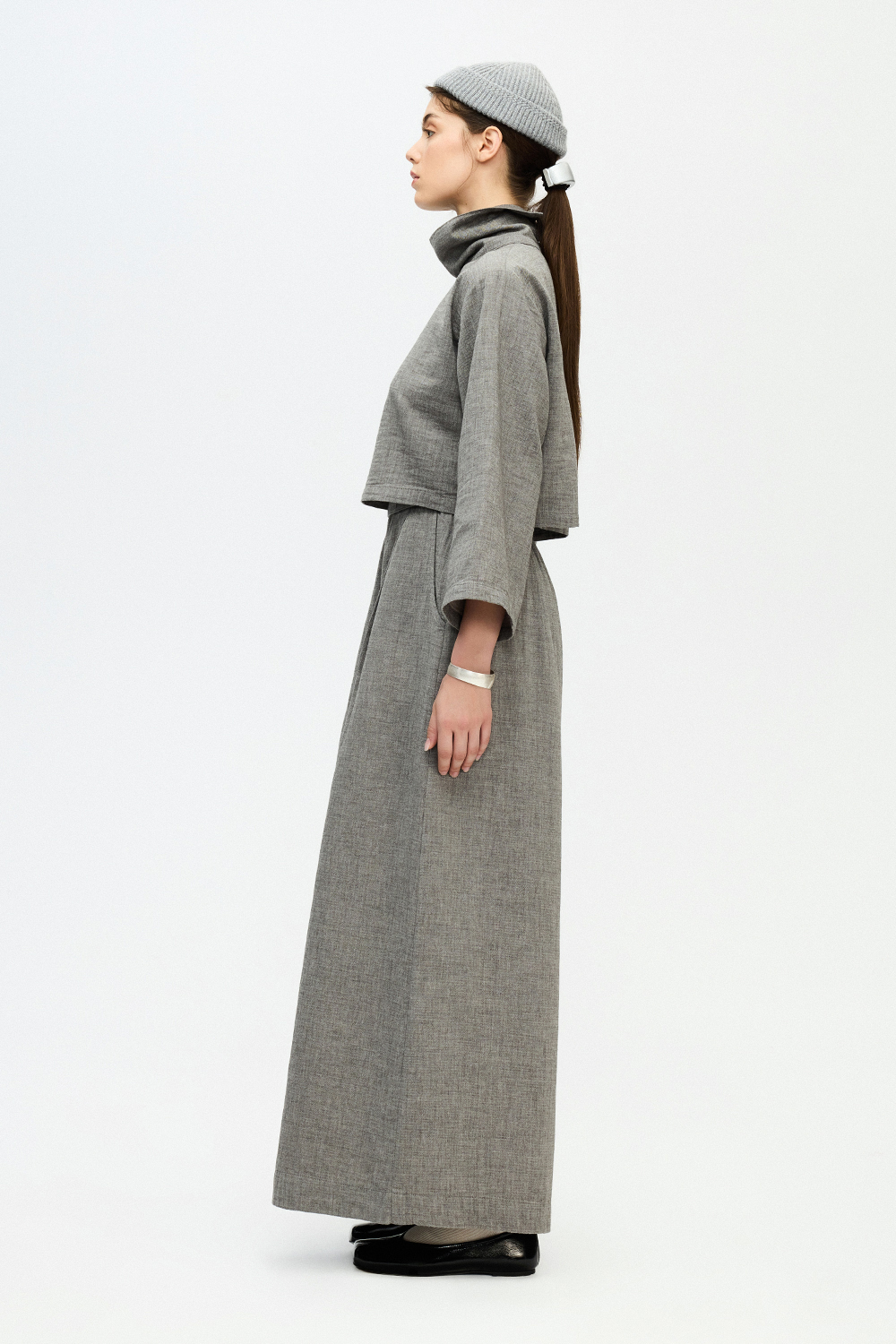 Grey High Neck Blouse