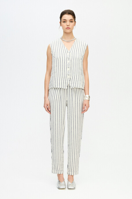Striped Textured Waistcoat