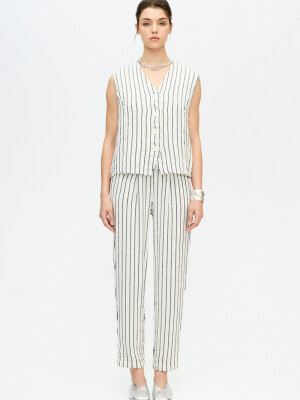 Striped Textured Slouchy Pants