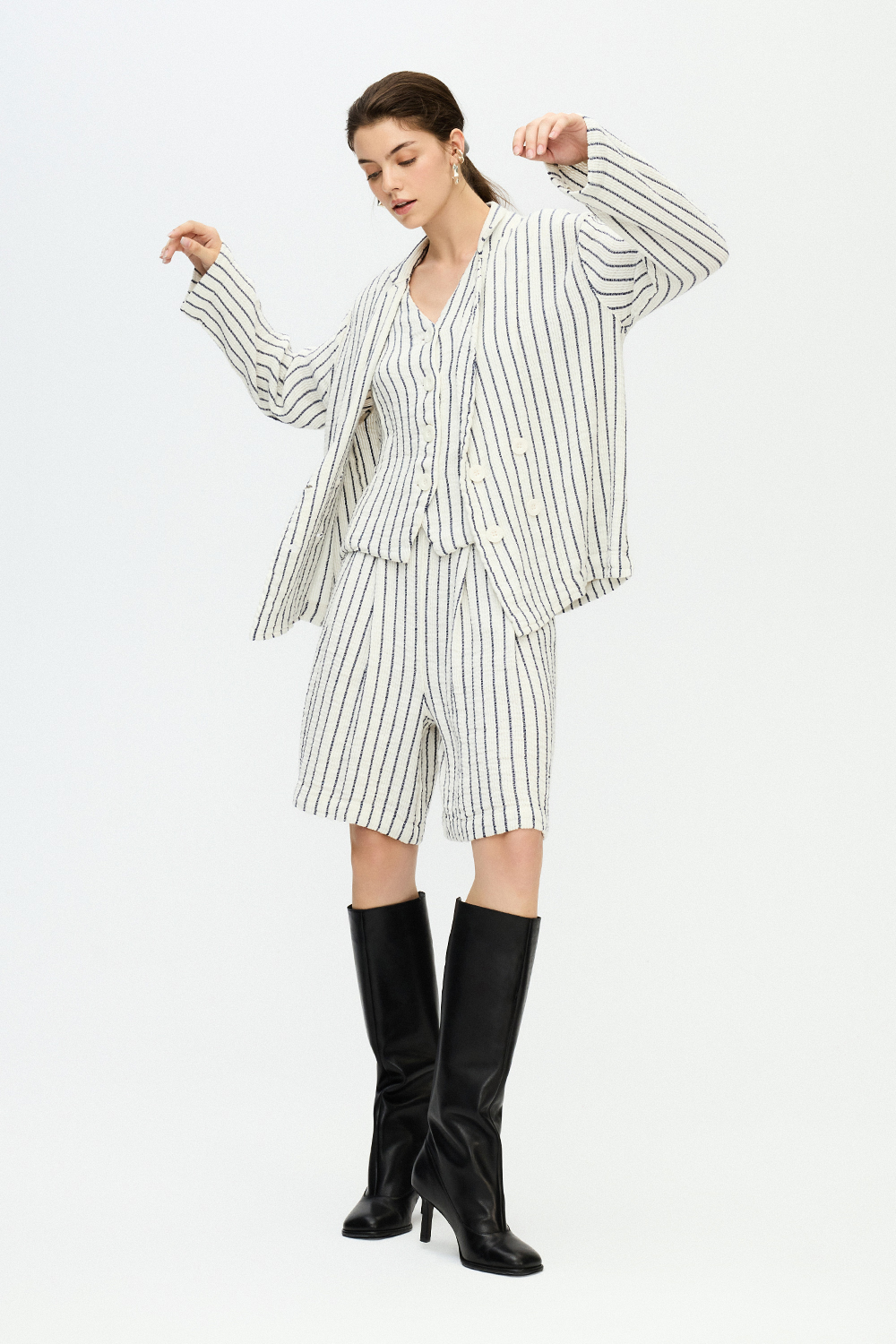 Striped Textured Shorts