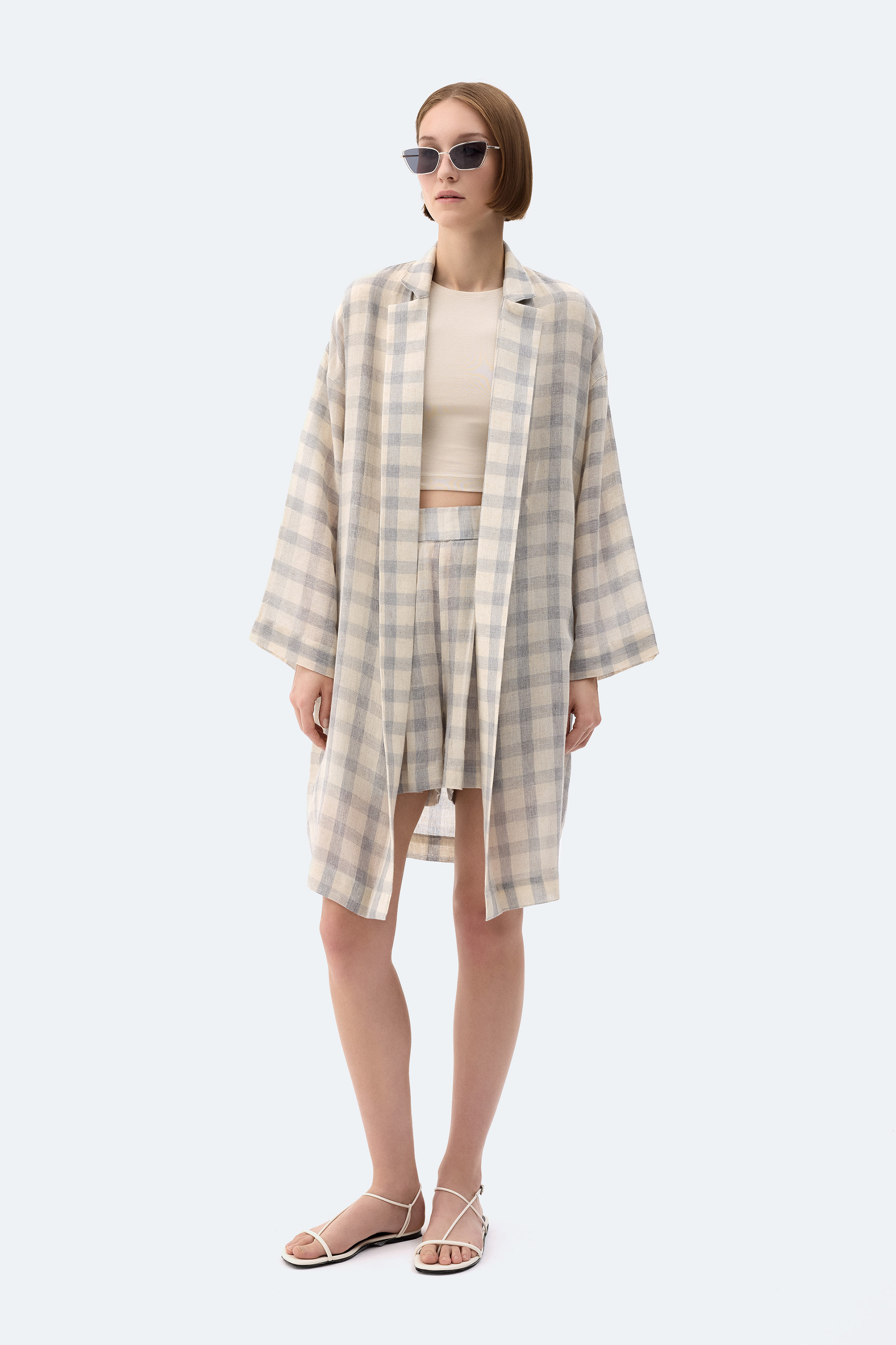 Grey Checkered Kimono