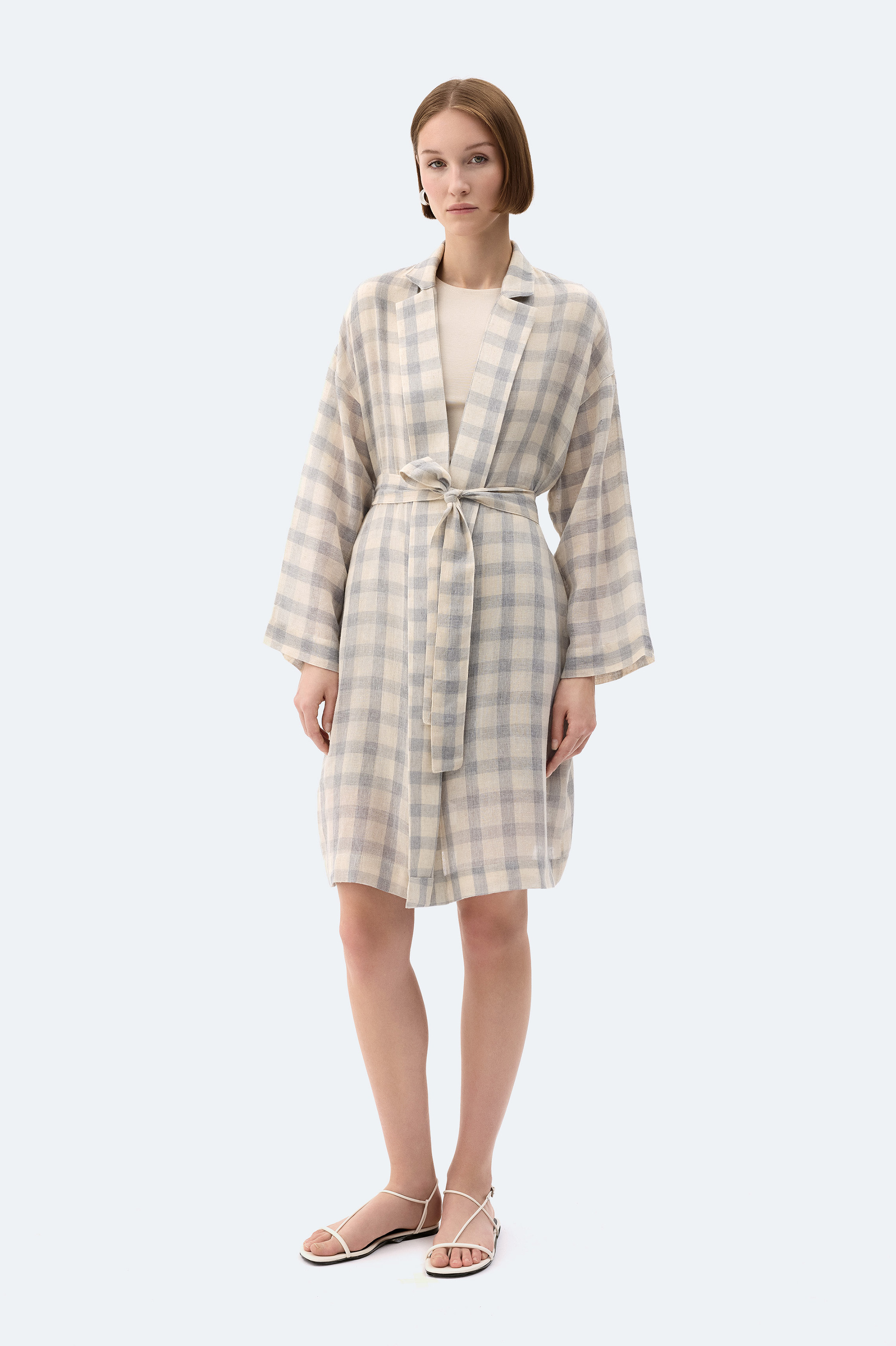 Grey Checkered Kimono